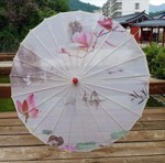 Solparaply/ parasol - hvid med romantisk sejlas